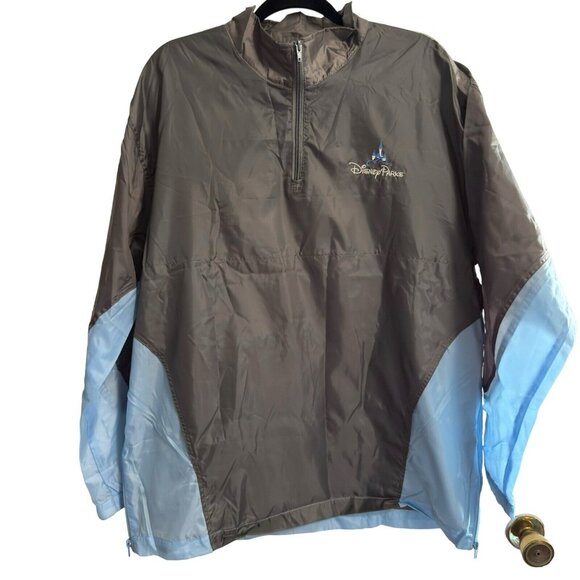 Disney Parks Windbreaker Rain Jacket‎ Mens Size MD/LG Blue Gray Vented - Picture 1 of 6